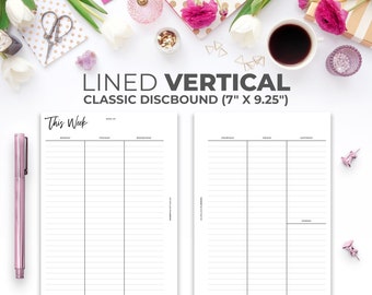 Inserto clásico de Happy Planner: Semana vertical rayada en dos páginas (descarga digital)