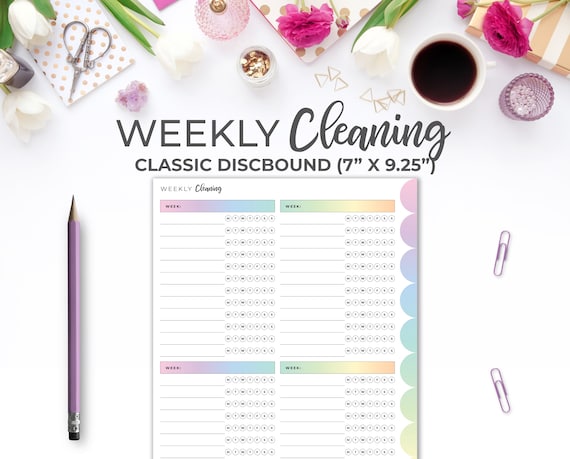 Rainbow Cleaning Tracker Inserts: Classic Happy Planner