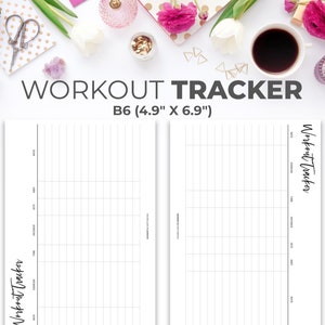 Workout Tracker B6 Insert | Minimal Printable Fitness Journal Planner Pages