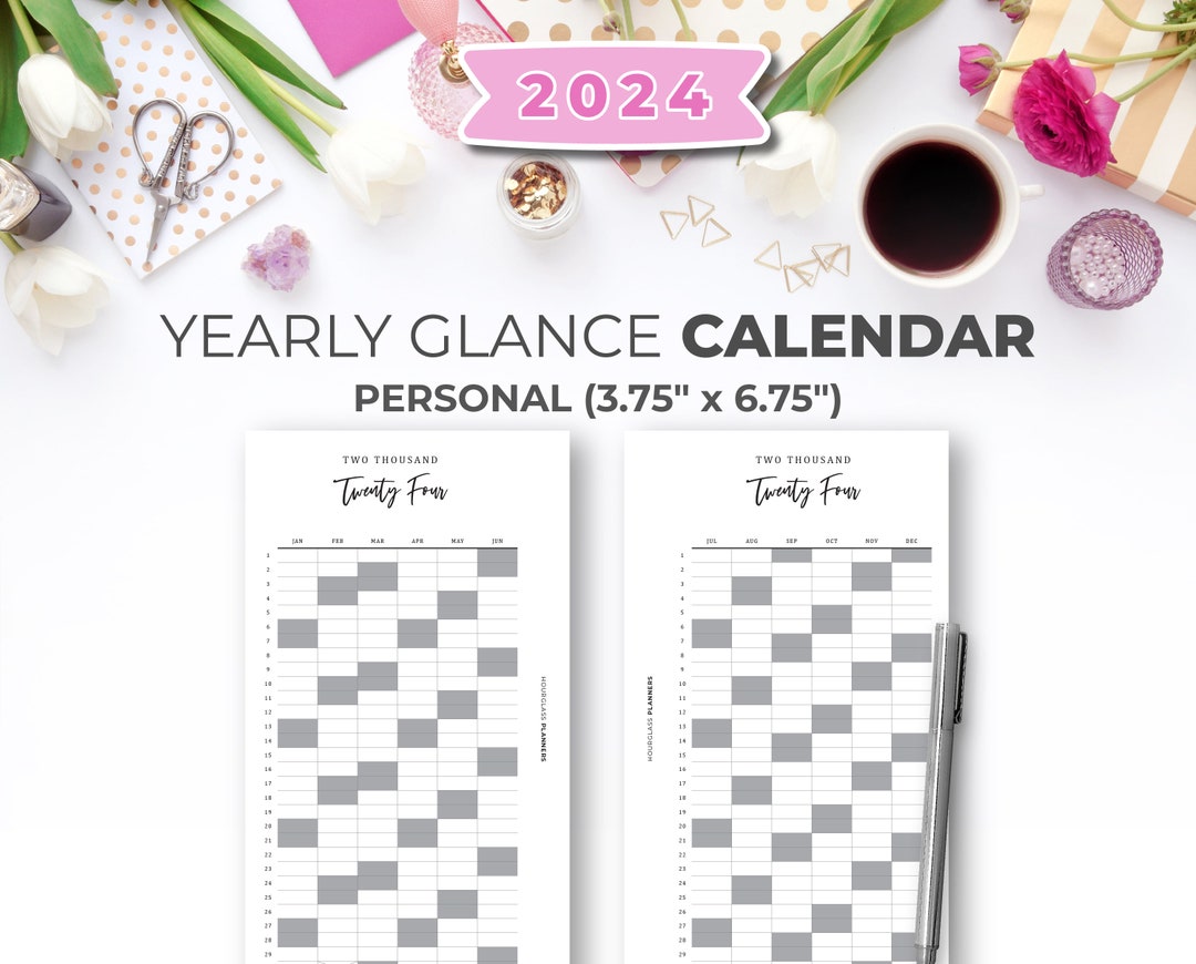 2024 Yearly Planner Printable Personal Inserts Minimal Year at a Glance ...