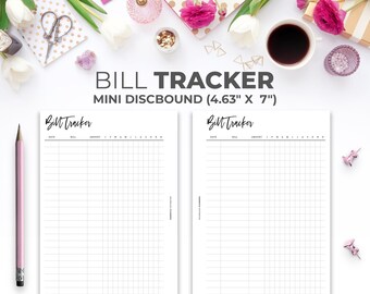 Yearly Bill Tracker Insert for Mini Happy Planner | Minimal Printable Yearly Finance Organizer Planner Pages Mini Discbound 4.63" X 7"