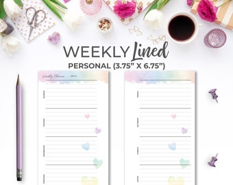 PRINTABLE Personal Weekly Planner Insert Horizontal Week on 2 - Etsy