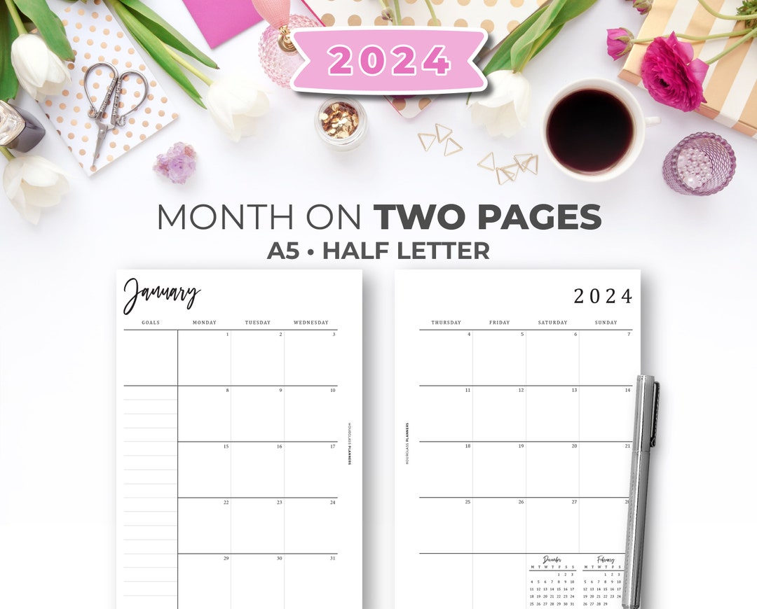 2024 Minimal A5 & Half Letter Printable Monthly Calendar - Etsy UK
