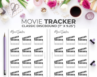 Movie Tracker Insert for Classic Happy Planner | Minimal Printable To Watch Tracker Planner Pages Classic Discbound 7" X 9.25"