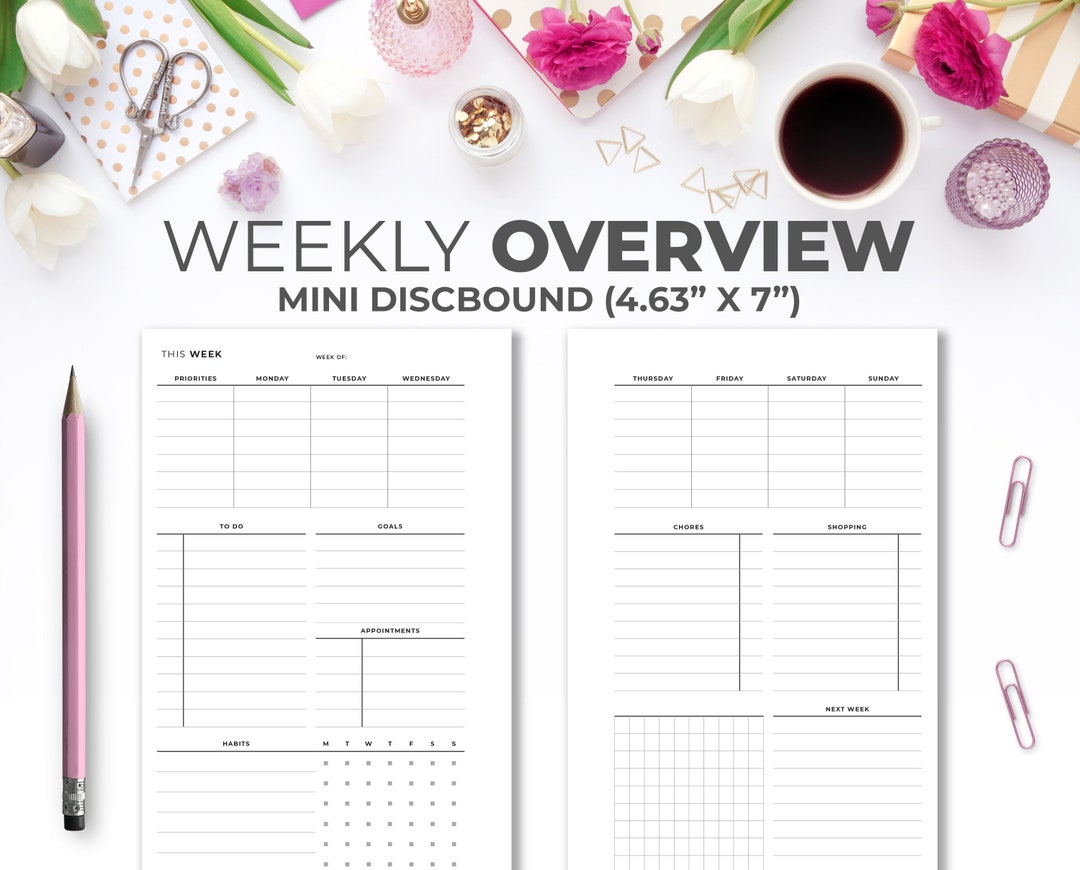 Mini Happy Planner Inserts: Weekly Overview With Habit Tracker - Etsy