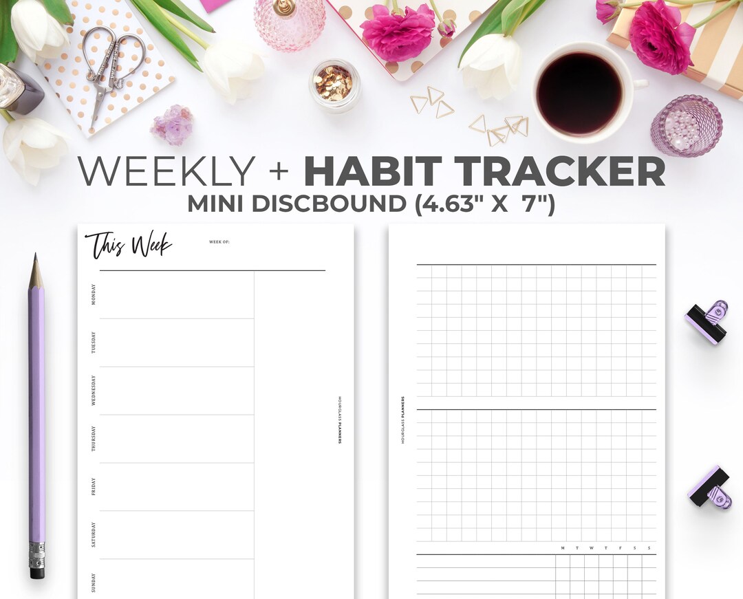 Week on One Page Habit Tracker Insert for Mini Happy Planner | Minimal ...