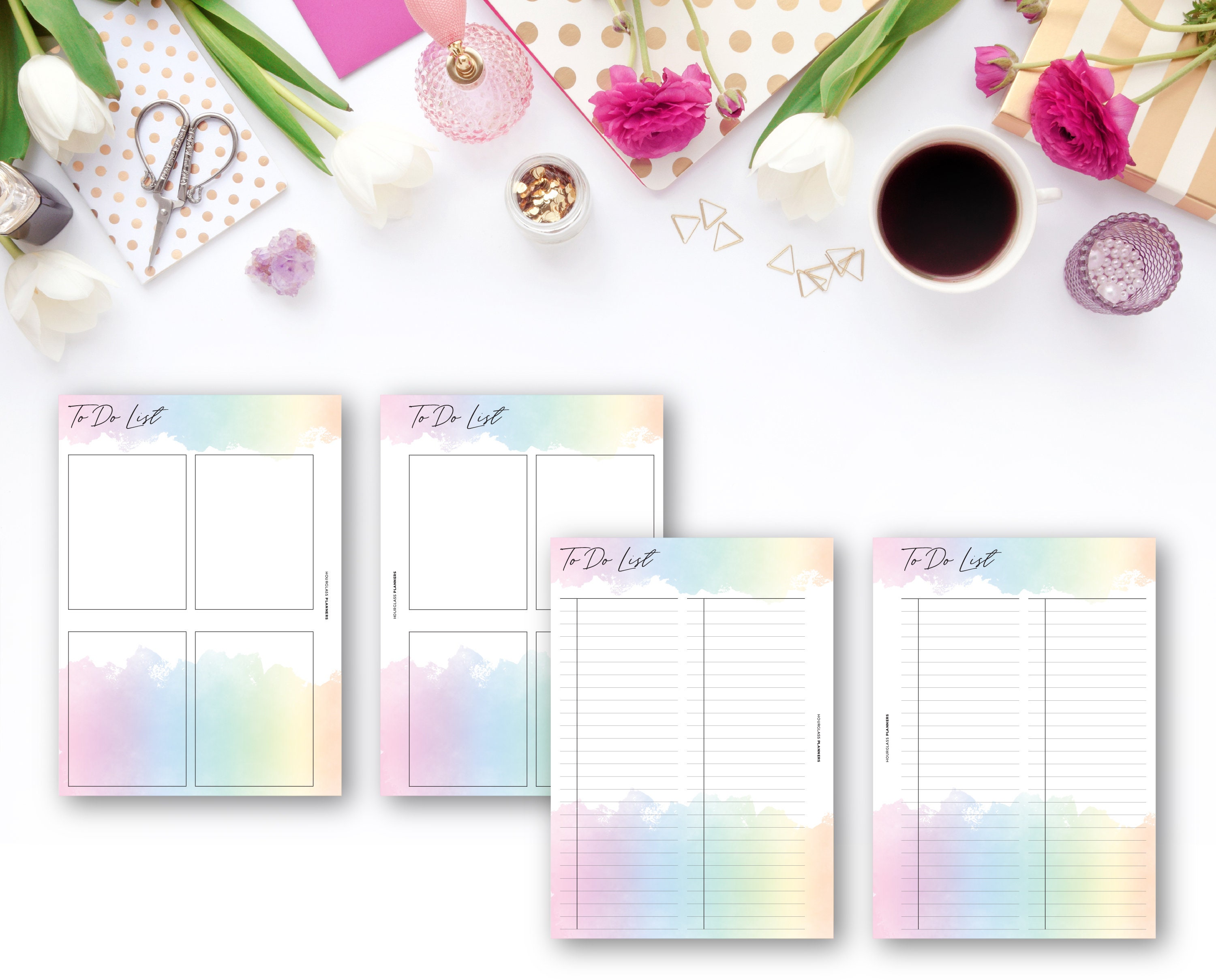 To Do List Inserts A5 & Half Letter | Rainbow Printable Checklist ...