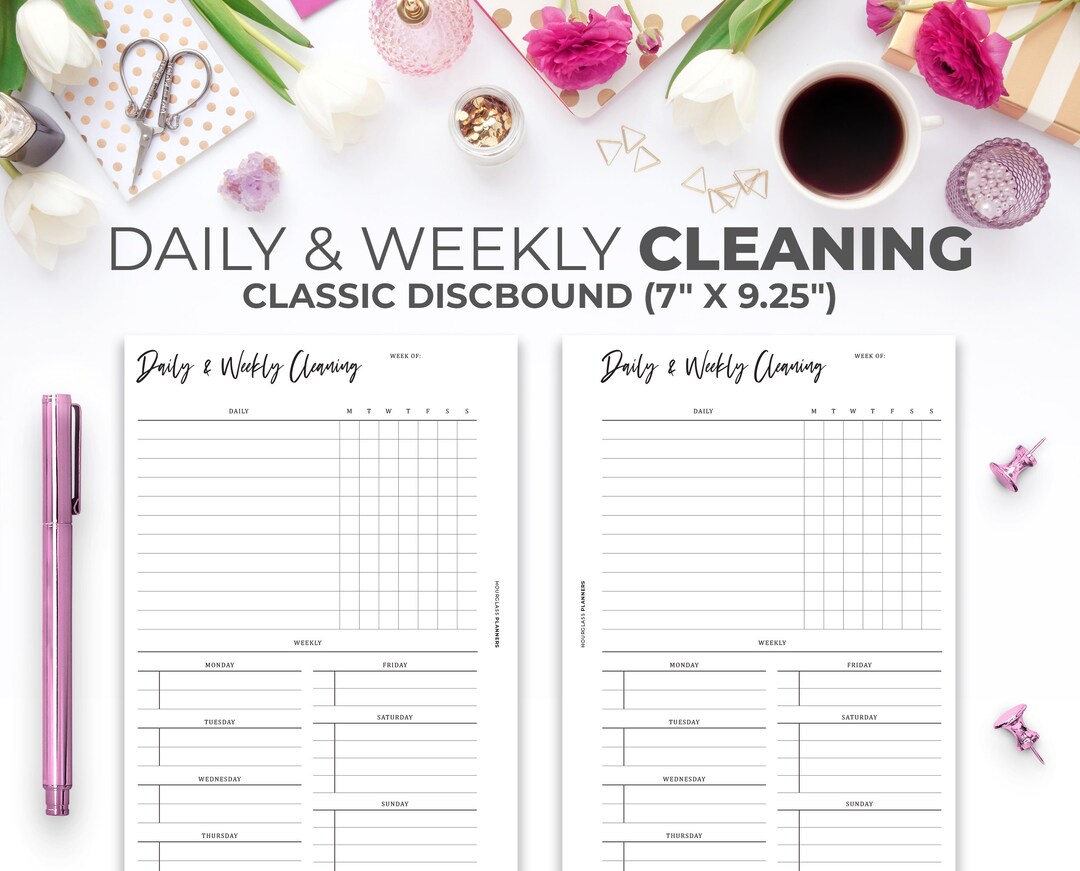 Cleaning Schedule Insert: Minimal Chore Checklist for Classic Happy ...