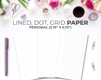 Dot Grid Lined Paper: Personal Planner Inserts (3.75&quot; x 6.75&quot;) (Digital Download)