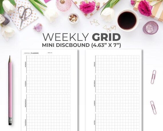 Horizontal Week on 2 Pages for Mini Happy Planner Printable - Etsy