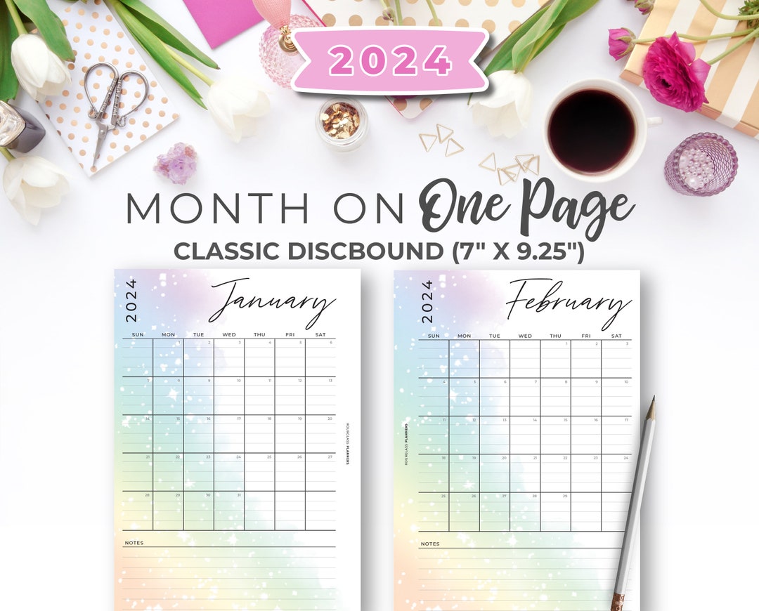 2024 Monthly Planner Inserts for Classic Happy Planner 2024 Rainbow