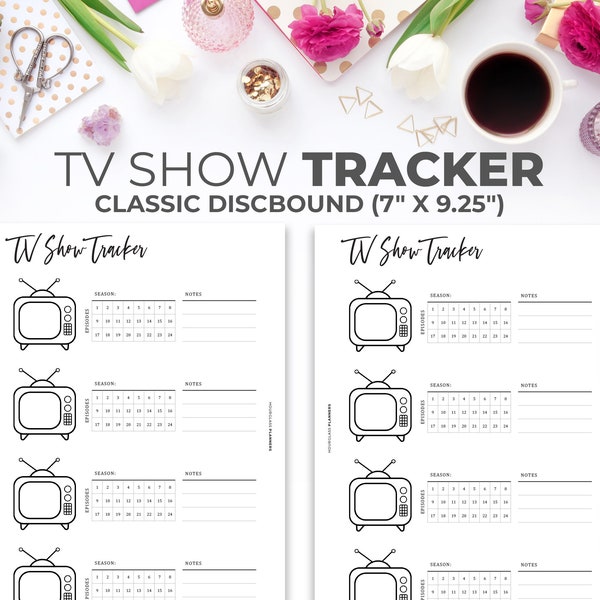 TV Show Tracker Insert for Classic Happy Planner | Minimal Printable TV Series and Episode Tracker Planner Classic Discbound 7" X 9.25"