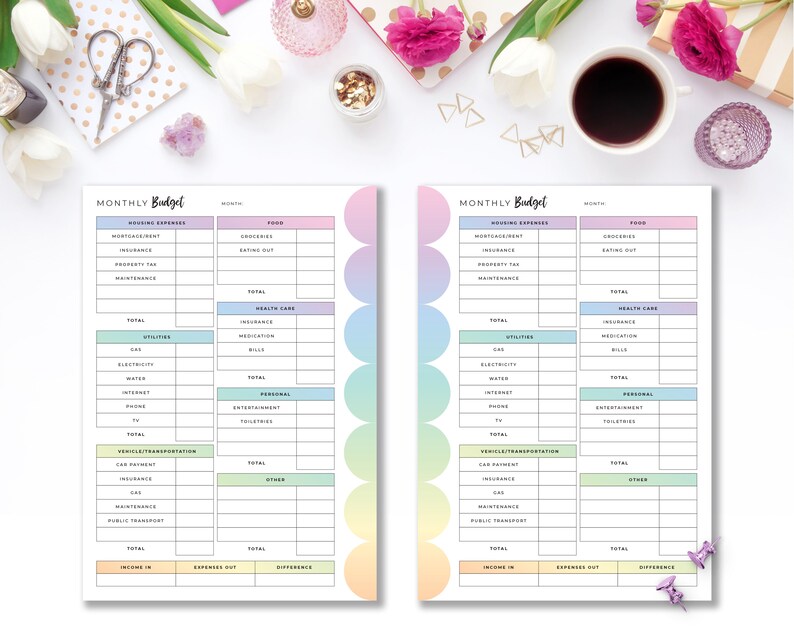 Budget Planner Printable A6 Inserts A6 Printable Pastel Etsy Canada