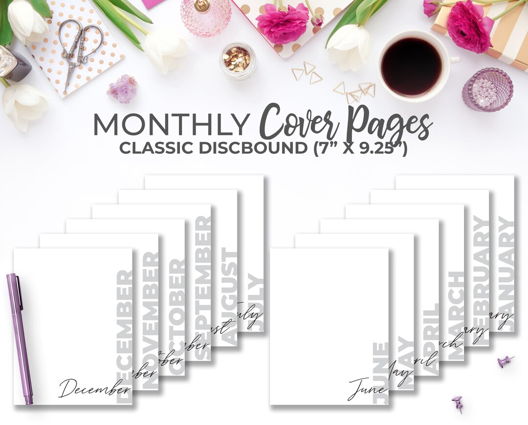 Monthly Cover Page Inserts for Classic Happy Planner | Printable ...