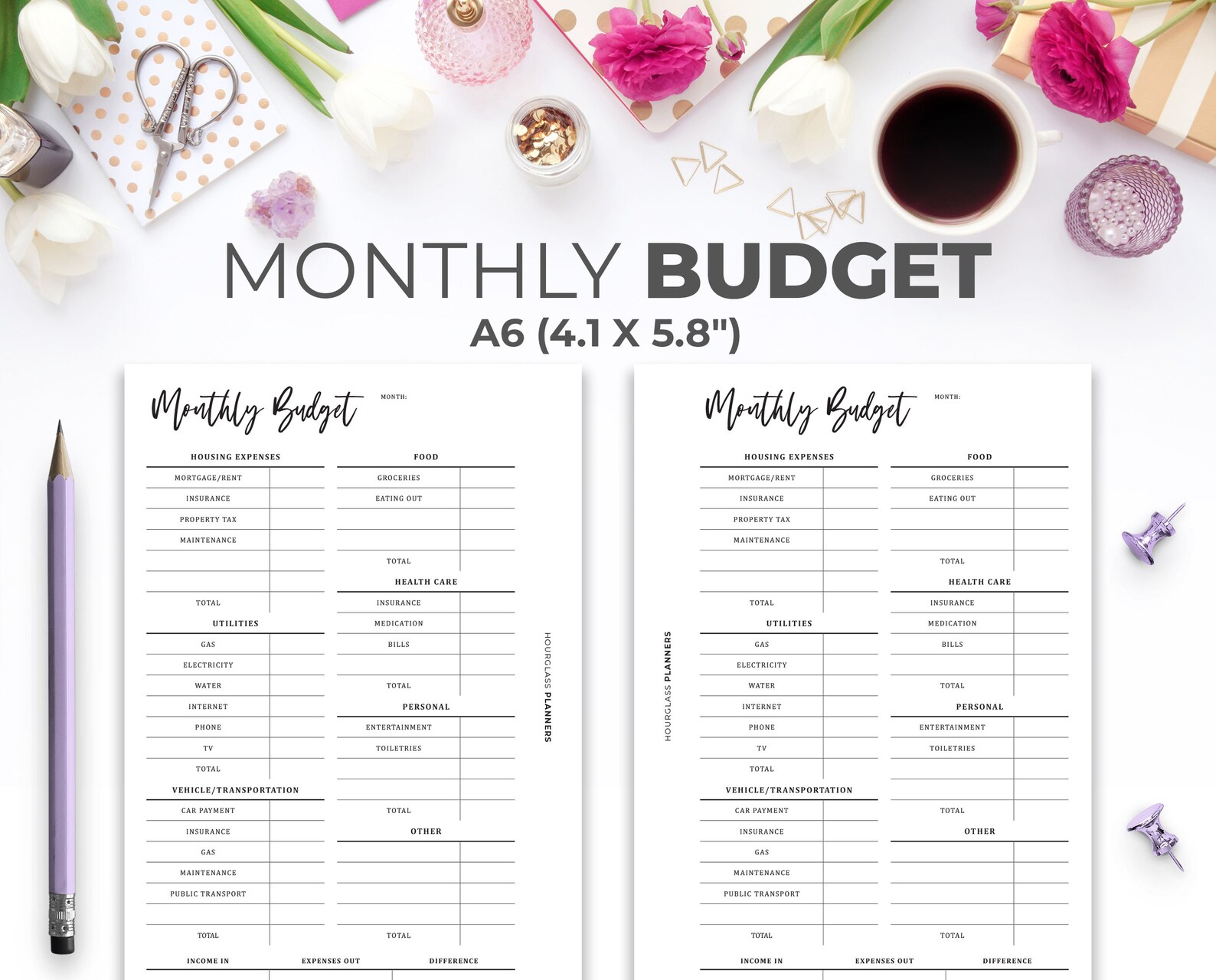 Budget Planner Printable A6 Inserts A6 Printable Minimal - Etsy