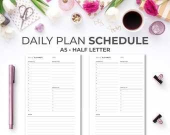 Minimal Daily Planner Printable: A5 & Half Letter Inserts (Digital Download)