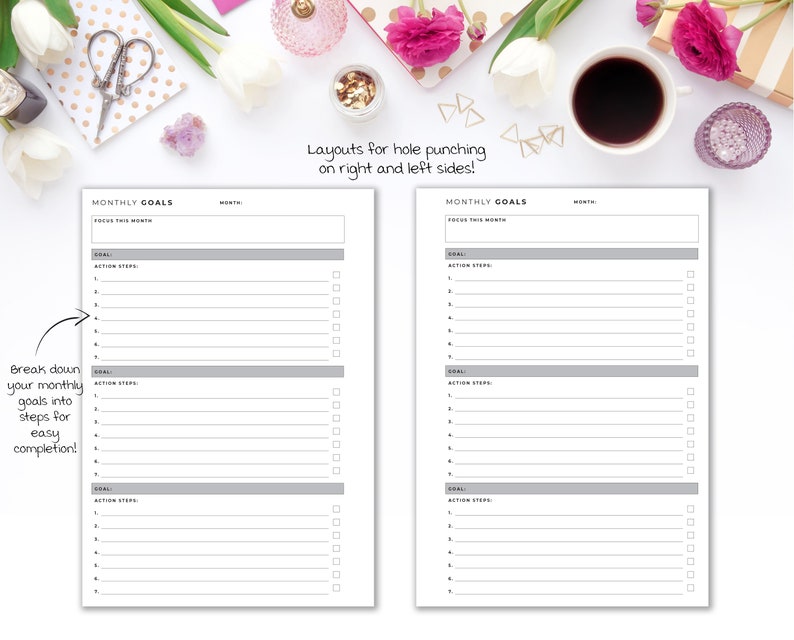 Productivity Planner Bundle B6 Inserts | Minimal Project and Goal ...