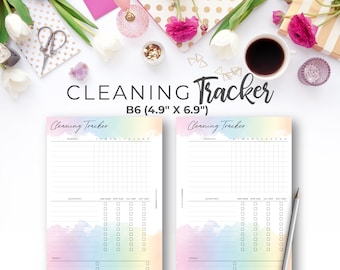 Cleaning Schedule B6 Insert | Printable Rainbow Monthly, Quarterly & Yearly Cleaning Tracker Planner Pages