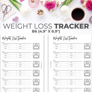 Weight Loss Tracker B6 Insert | Minimal Printable Fitness Planner Pages