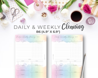 Cleaning Schedule B6 Insert | Printable Rainbow Household Chore Checklist Planner Pages