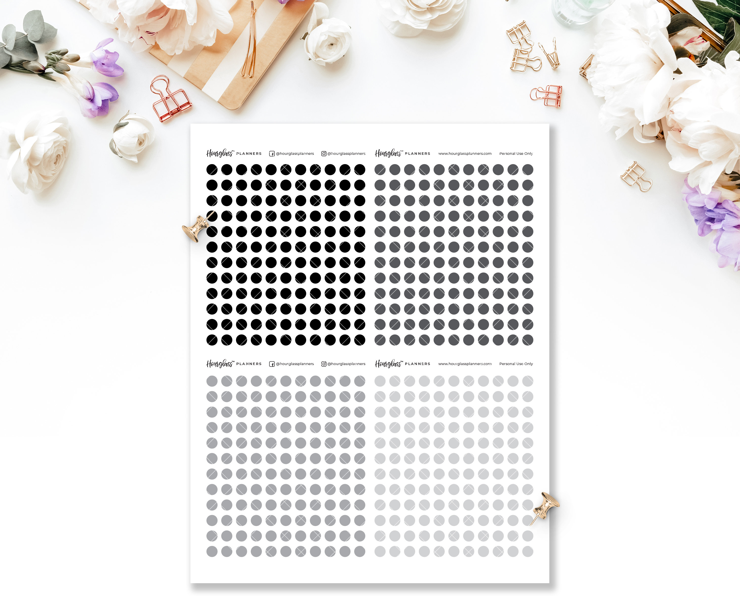 Printable Mini Dot Stickers in Black and Grey Colors Etsy