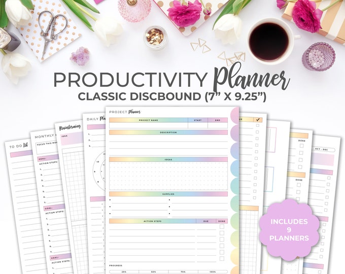 Productivity and Project Planner Inserts for Classic Happy Planner ...