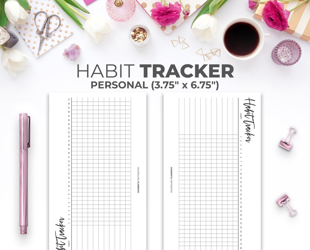 Minimal Habit Tracker Personal Size Insert | Printable 31 Day Monthly ...