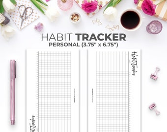 Minimal Habit Tracker Personal Size Insert | Printable 31 Day Monthly Goal Tracker & Progress Log