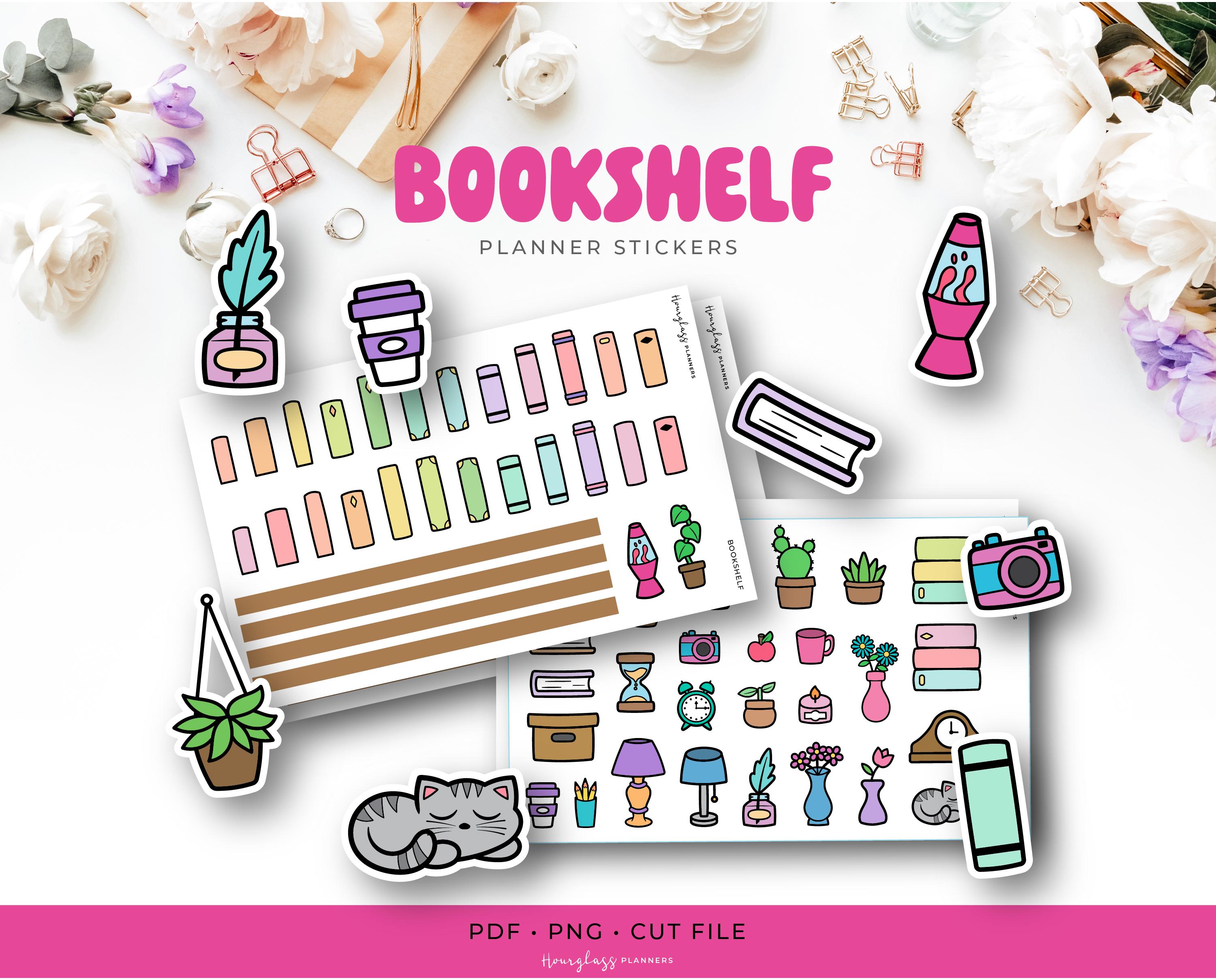 Bookshelf Planner Stickers: Reading Tracker Stickers (Digital Download)