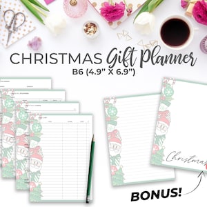 Weihnachtsgeschenk Planer B6 Einlagen | Printable Holiday Gift & Wish List Tracker Planner Bundle