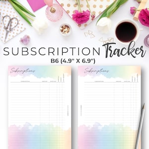 Rainbow B6 Abonnement-Tracker-Einsatz | Printable Rainbow Monatsabonnement Checkliste