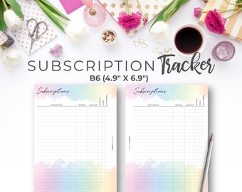 Rainbow Abonnement-Tracker-Einsatz: B6 Printable Checkliste (PDF)