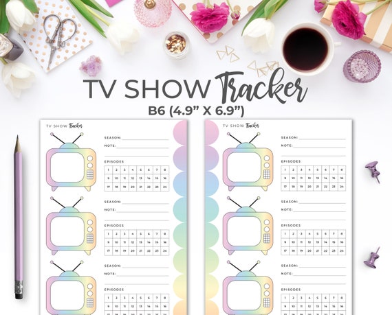 Calendars Planners TV Show Tracker B6 Insert Minimal Printable TV 