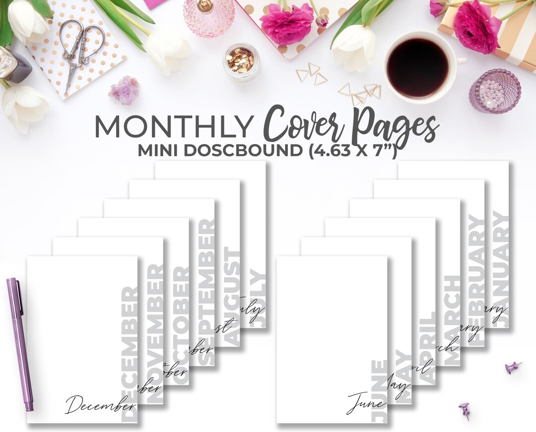 Monthly Cover Page Inserts for Mini Happy Planner | Printable Minimal ...