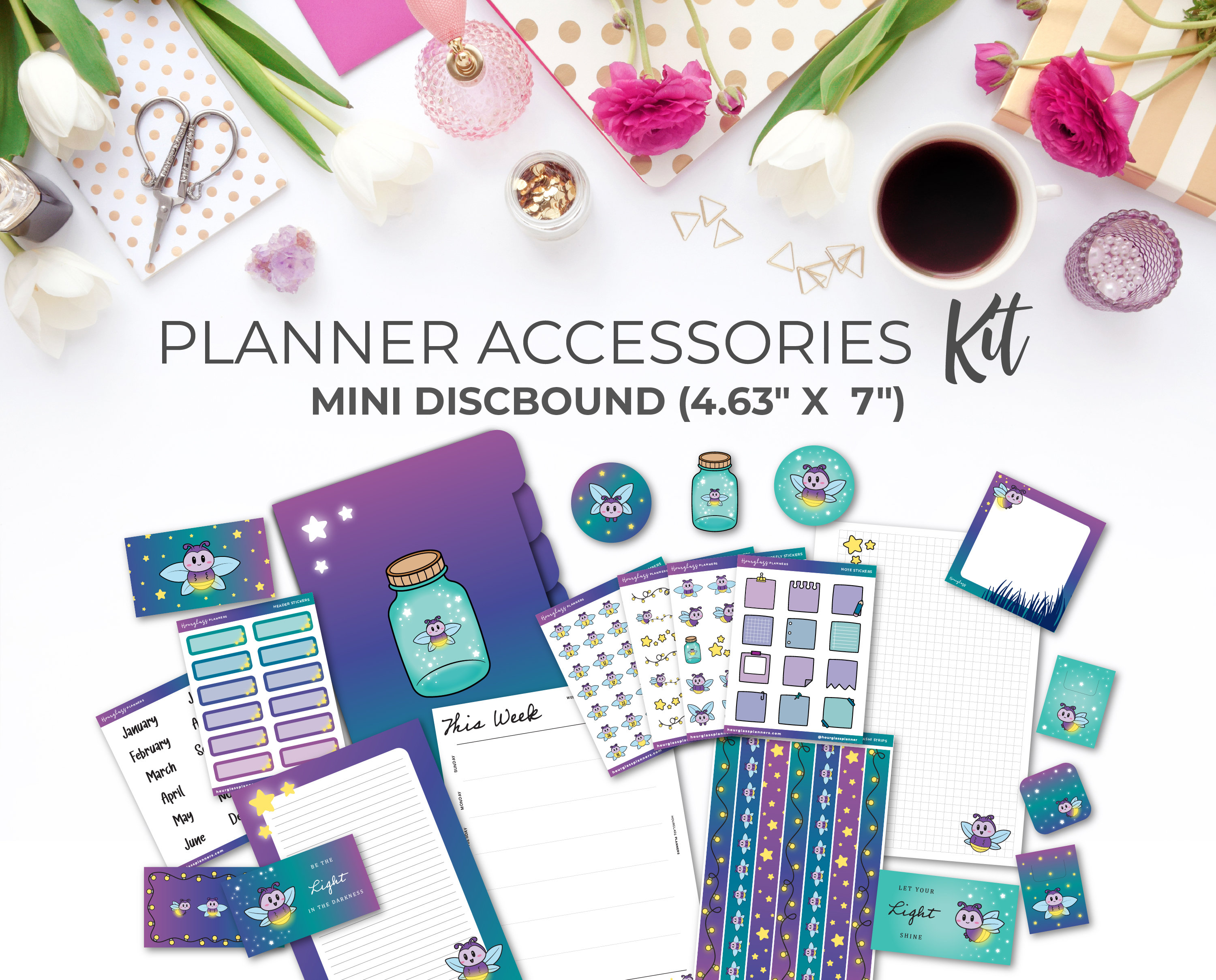 Firefly Planner Accessories Kit for Mini Happy Planner Size | Printable  Planner Dividers, Inserts, Stickers, Bookmarks, Memo Pads