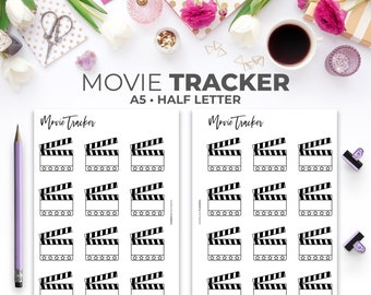 Movie Tracker Insert A5 & Half Letter | Minimal Printable To Watch Tracker Planner Pages