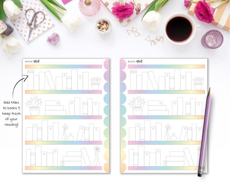 Book Shelf Reading Tracker Printable for Classic Happy Planner Etsy