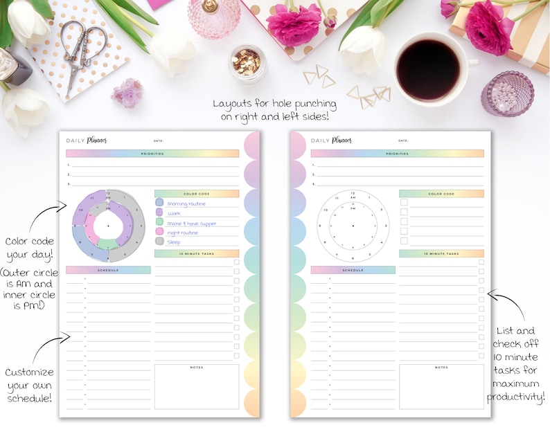 Productivity Planner Bundle Inserts A5 & Half Letter | Rainbow Project ...