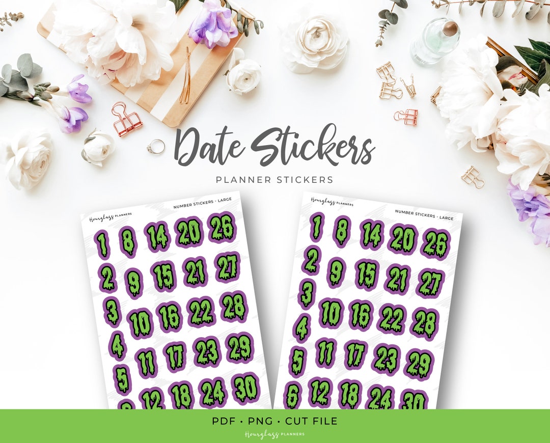 Printable Halloween Date Number Planner Stickers - Large (A02L) - Etsy