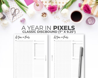 Year In Pixels Planner Insert: Classic Happy Planner Size (Digital Download)