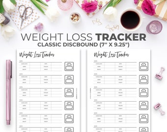 Weight Loss Tracker Insert for Classic Happy Planner | Minimal Printable Fitness Tracker Planner Pages for Classic Discbound 7" X 9.25"