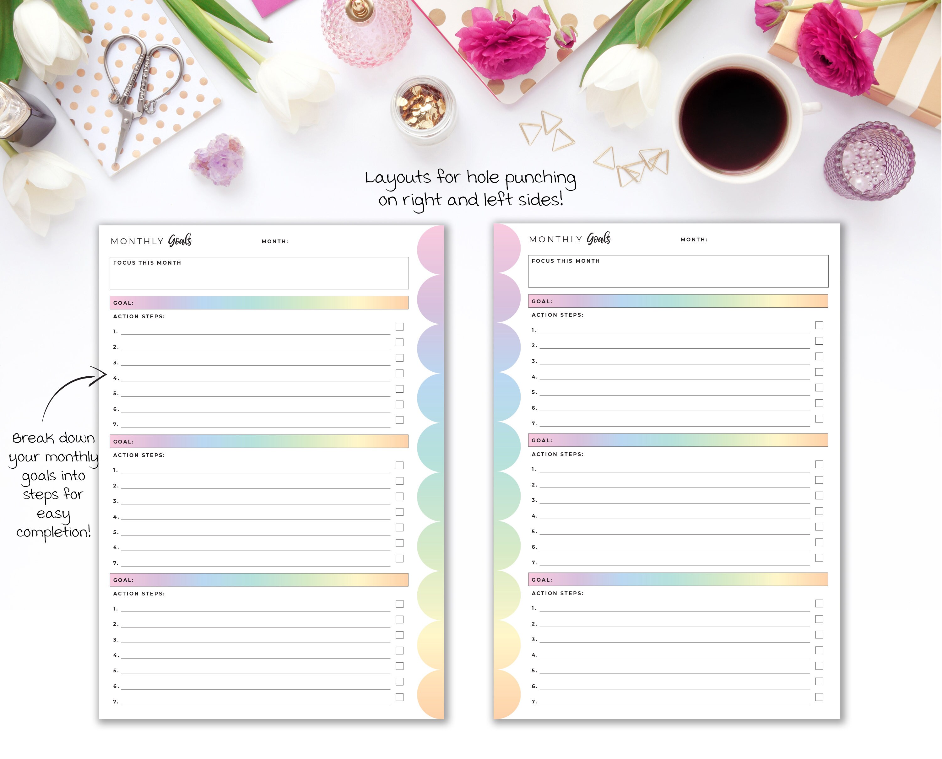 Productivity Planner Bundle Inserts A5 & Half Letter | Rainbow Project ...