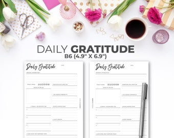 B6 Daily Gratitude Planner Insert: Minimalist Journal Pages (PDF)