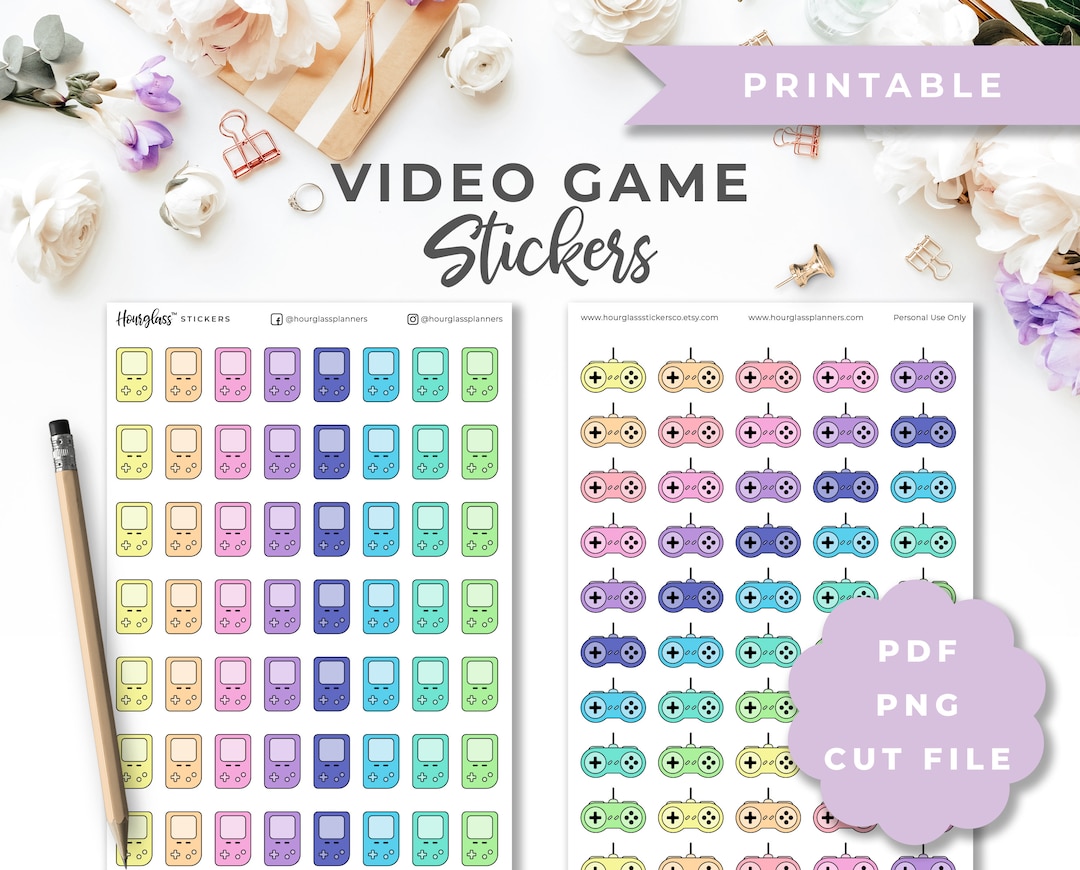 Video Game Planner Stickers | Printable Handheld Gaming Device + Game ...