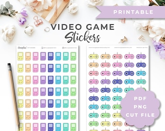 Stickers videogameplanner: pictogrammen handheld en controller (digitale download)
