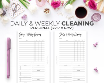 Cleaning Schedule Personal Insert | Printable Minimal Household Chore Checklist Planner Pages