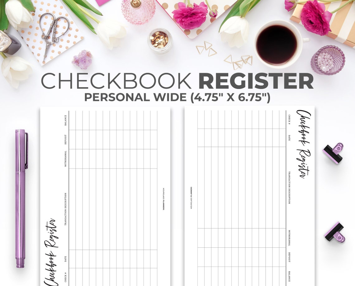 Checkbook Register Personal Wide Size Insert Printable - Etsy