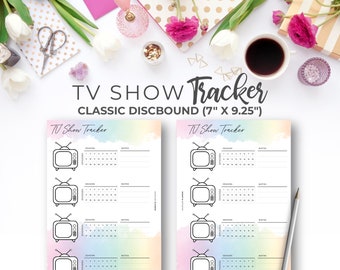 TV Show Tracker Insert for Classic Happy Planner | Rainbow Printable TV Series and Episode Tracker Planner Classic Discbound 7" X 9.25"