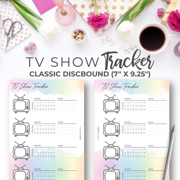 TV Show Tracker Insert for Classic Happy Planner | Rainbow Printable TV Series and Episode Tracker Planner Classic Discbound 7" X 9.25"