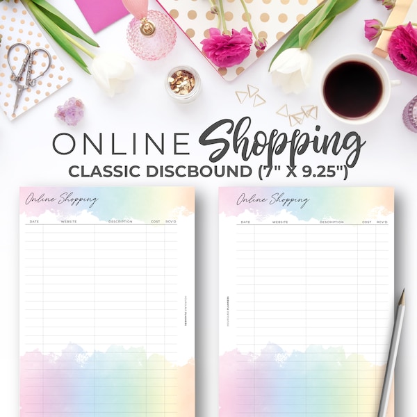 Online Shopping Order Tracker Inserts for Classic Happy Planner | Rainbow Printable Order Tracker Planner Pages Classic Discbound 7" X 9.25"